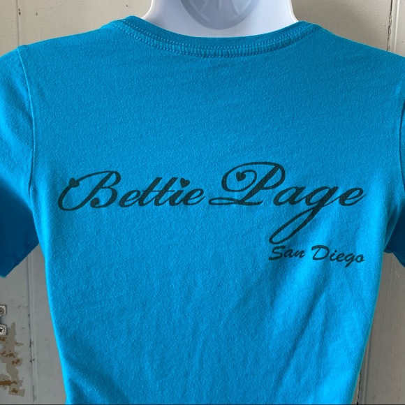 Betty Page San Diago Alstyle Apparel Blue T Shirt Tee Small - Picture 6 of 10